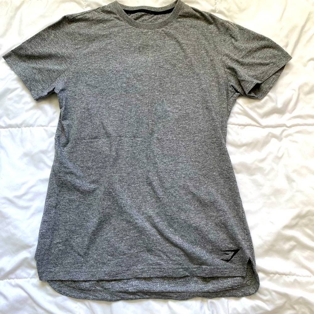 Men’s Gymshark Light Marl Grey Workout Top Size Large
